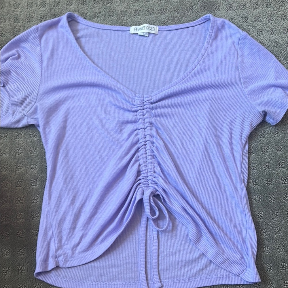 Planet Gold Lavender Ruched Tee